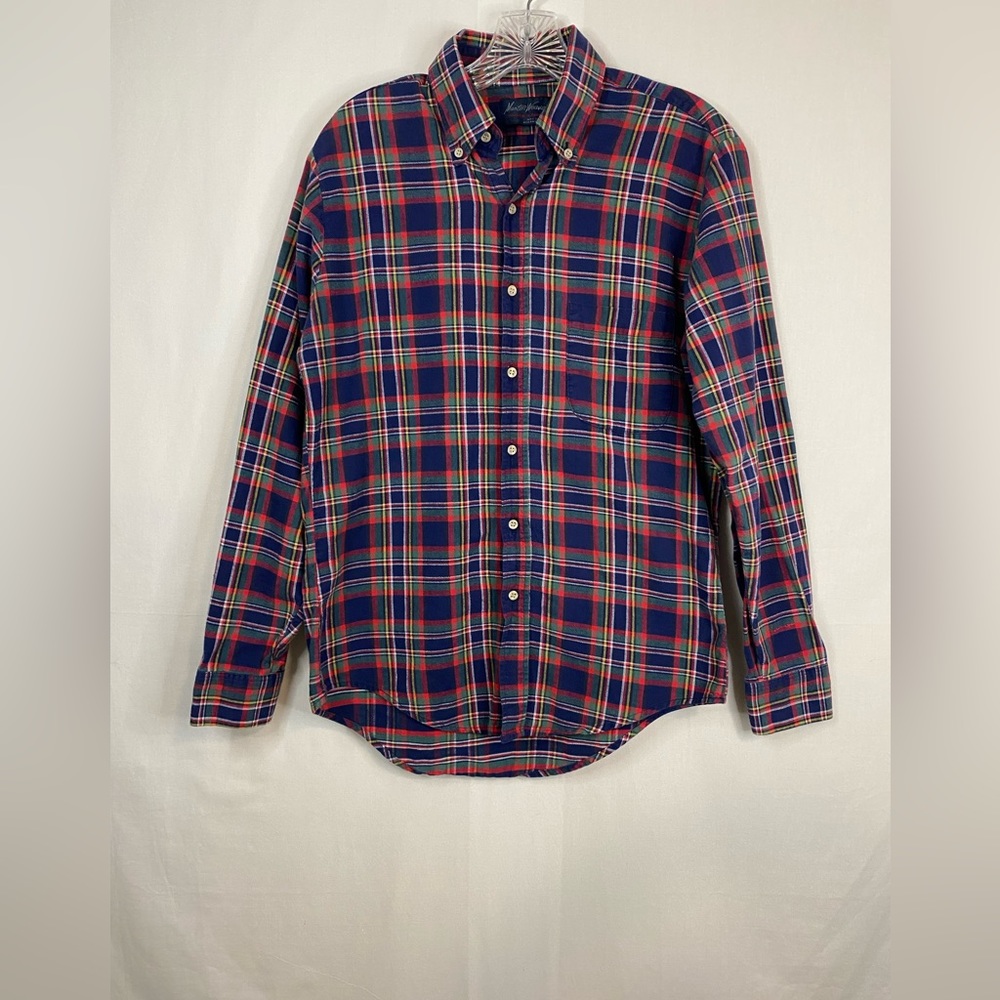 MASTER WEAVERS Vintage Shirt Flannel Button Up Long Sleeve Size Medium